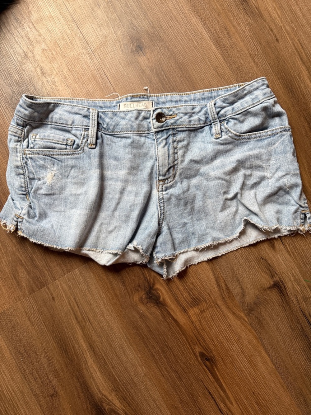 Bullhead Light Blue Distressed Denim Cutoff Shorts
